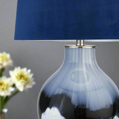Ice Shadows Table Lamp With Navy Blue Lampshade