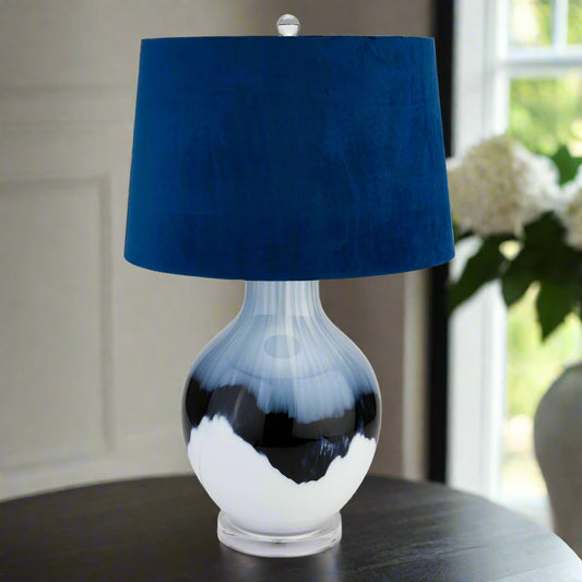 Ice Shadows Table Lamp With Navy Blue Lampshade
