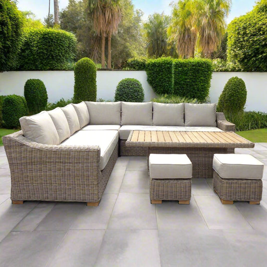 Capri Large Corner Set With Riser Table + 2 Stools