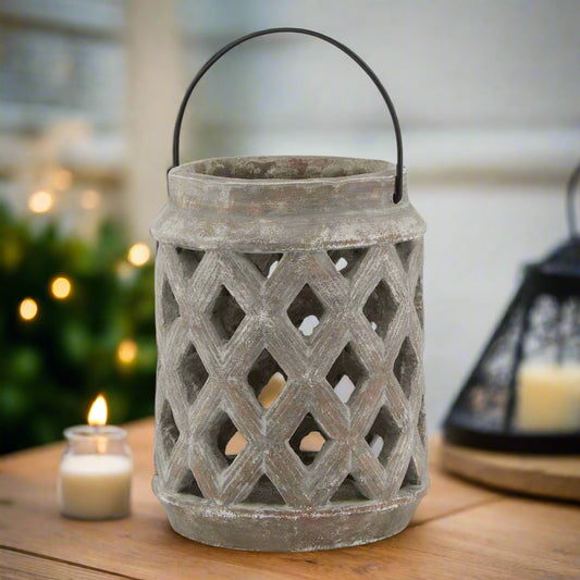 Siena Brown Lattice Lantern (17cm)