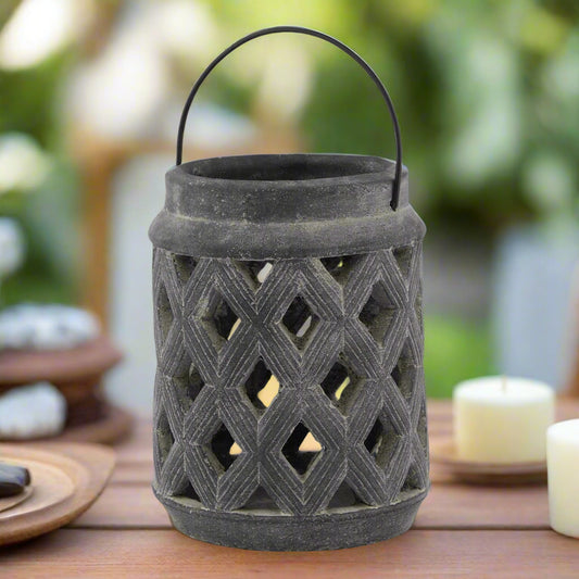 Amalfi Grey Lattice Lantern (17cm)