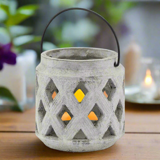 Athena Stone Lattice Lantern (15cm)