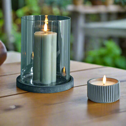 Amalfi Grey Hurricane Lantern (18cm)