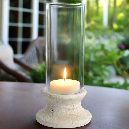 Stone Based Hurricane Lantern (14cm)