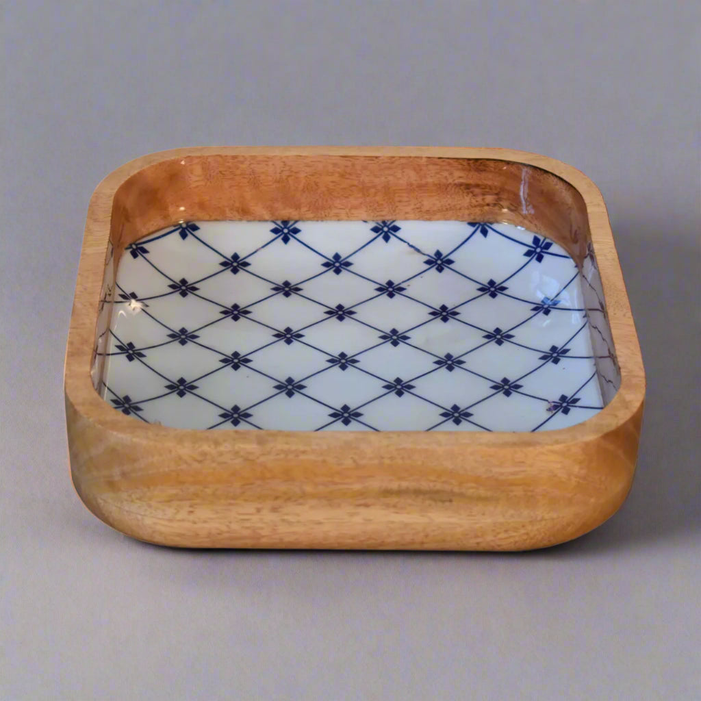 Blue and White Square Bowl Set of 2