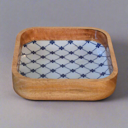 Blue and White Square Bowl Set of 2