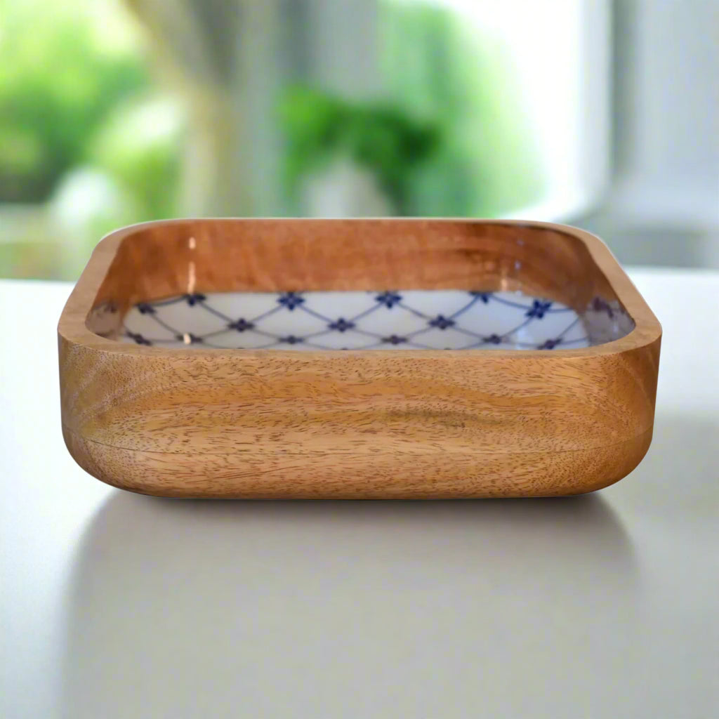Blue and White Square Bowl Set of 2