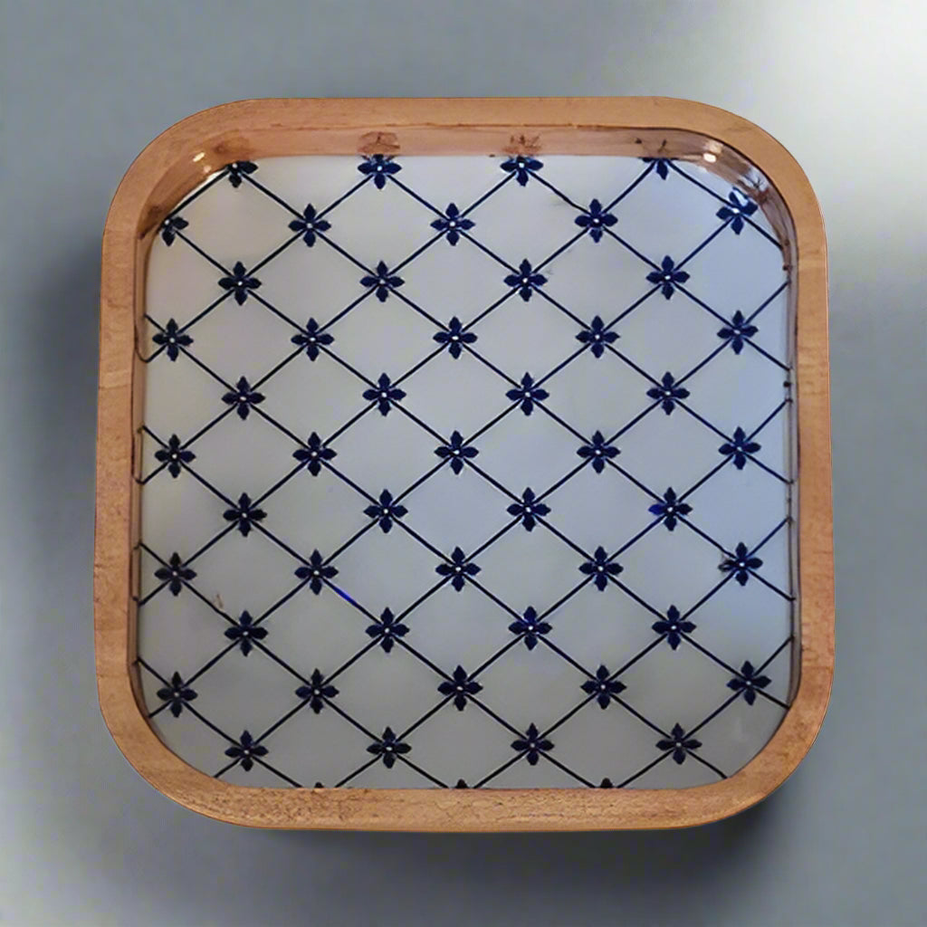 Blue and White Square Bowl Set of 2