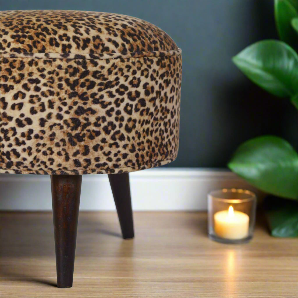 Leopard Nordic Style Footstool