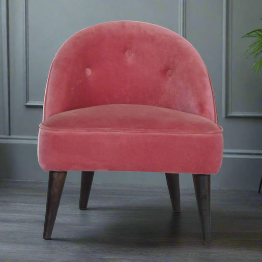 Pink Velvet Deep Button Chair