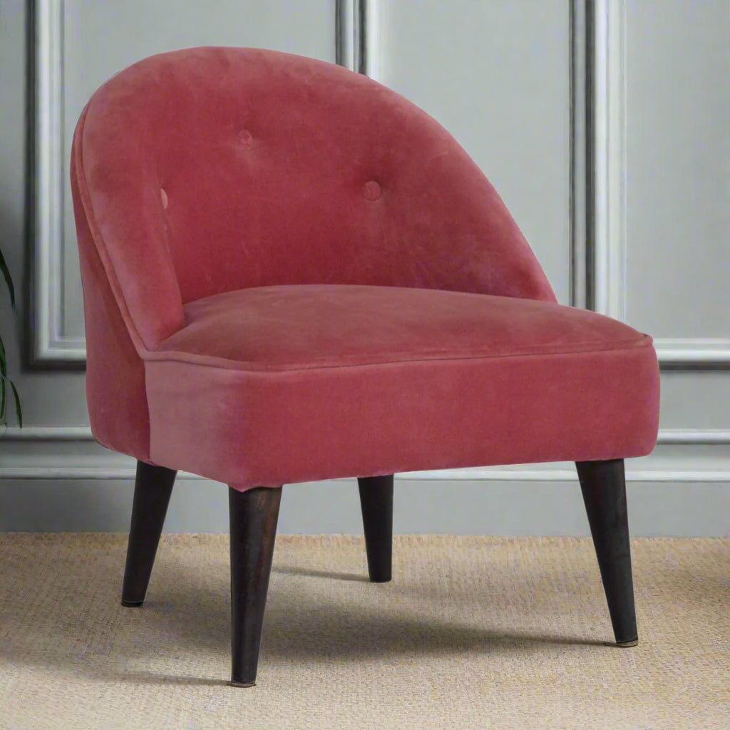 Pink Velvet Deep Button Chair