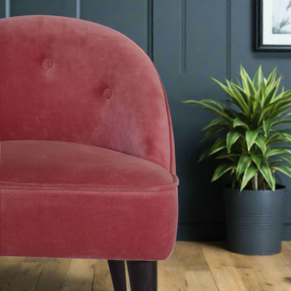 Pink Velvet Deep Button Chair