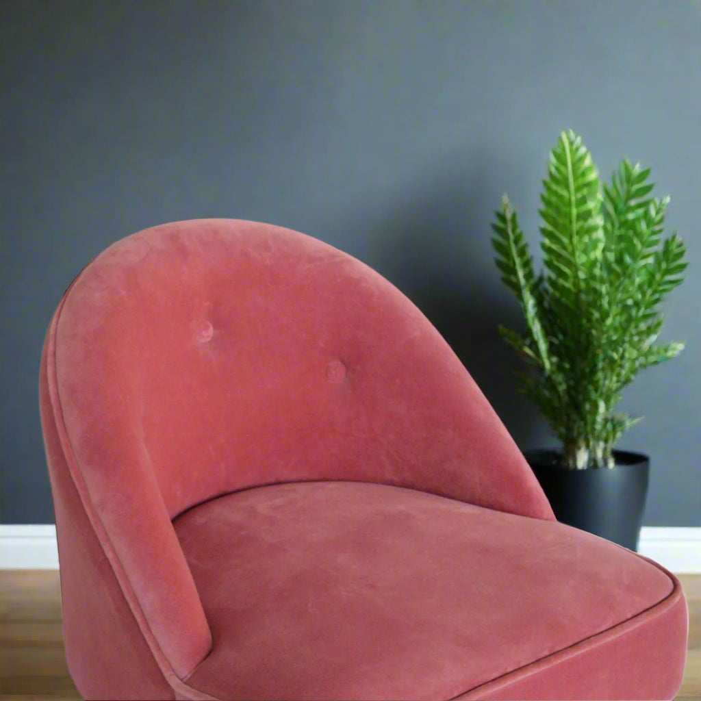 Pink Velvet Deep Button Chair