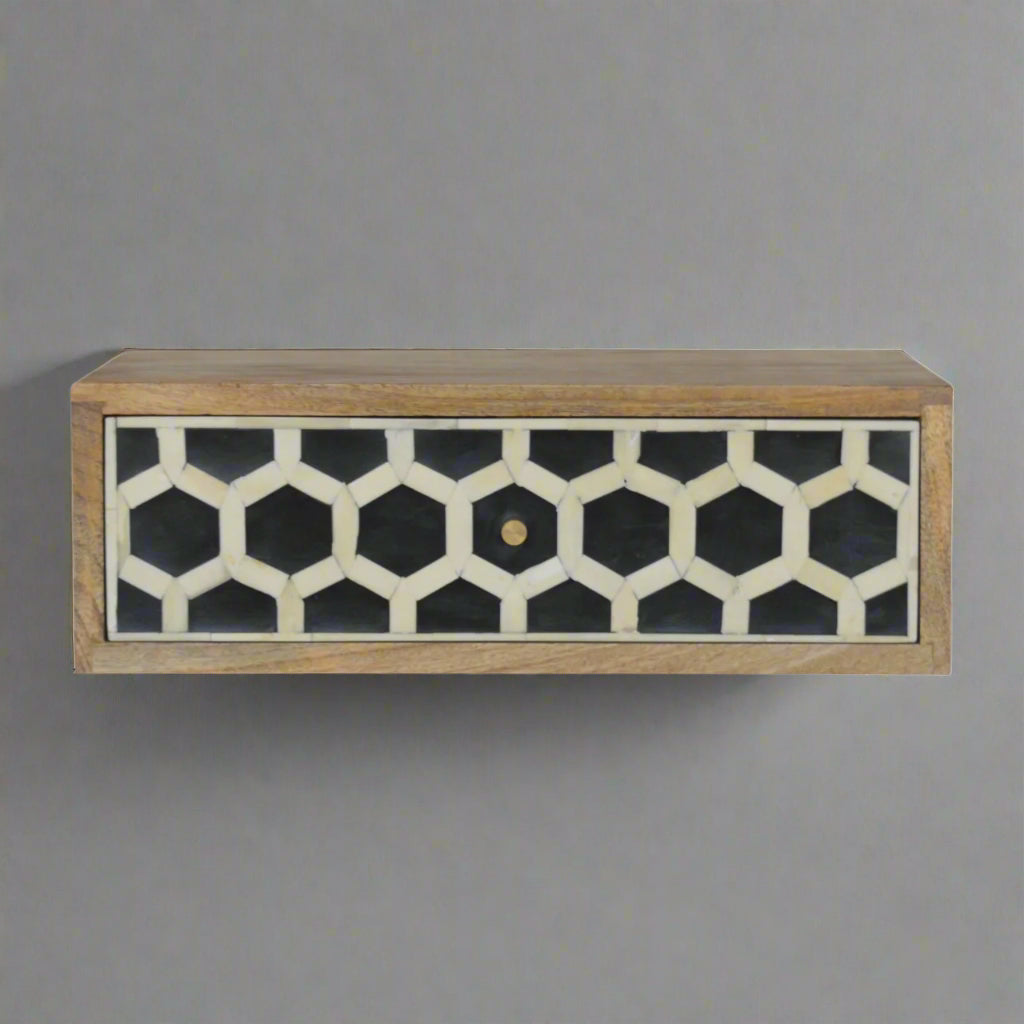 Honeycomb Wall Mounted Bone Inlay Drawer
