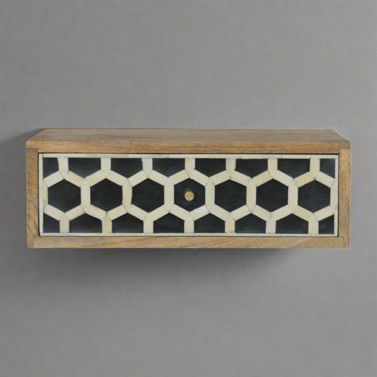 Honeycomb Wall Mounted Bone Inlay Drawer