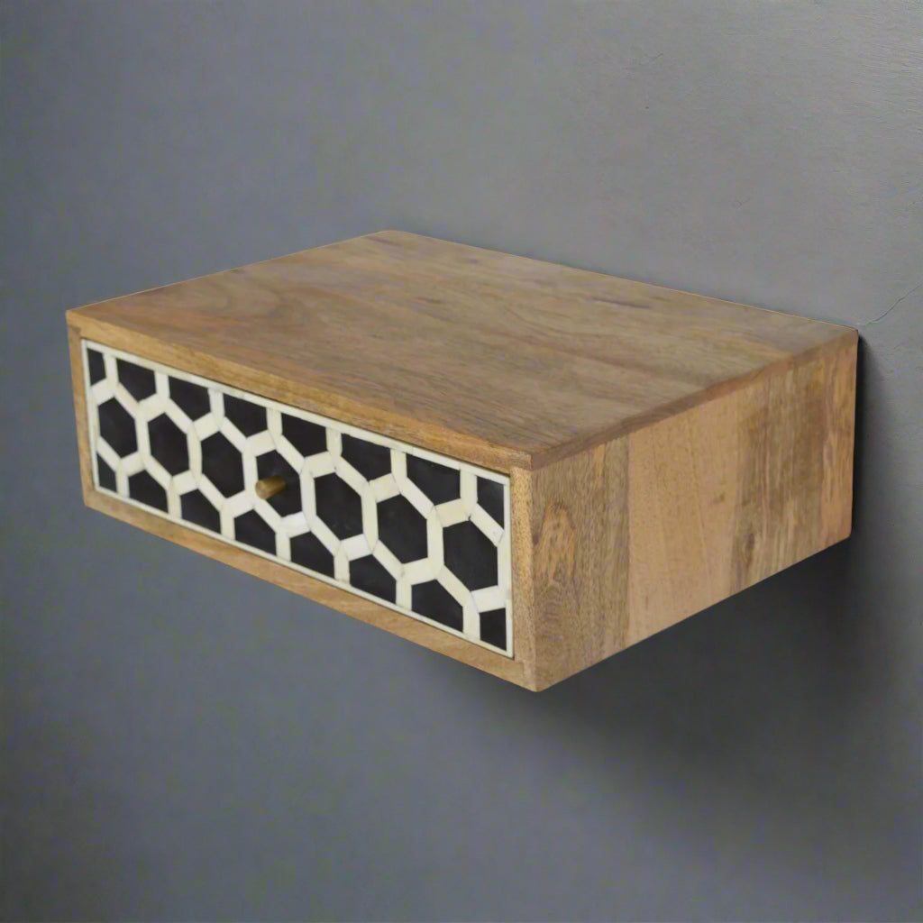 Honeycomb Wall Mounted Bone Inlay Drawer