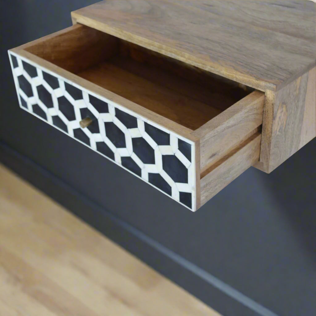 Honeycomb Wall Mounted Bone Inlay Drawer
