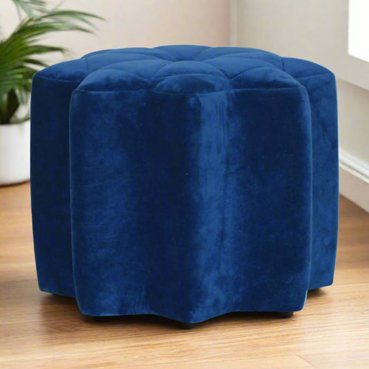 Blue Velvet Star Footstool