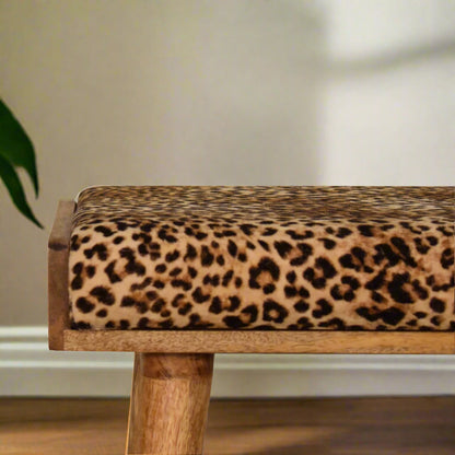 Leopard Velvet Tray Style Footstool