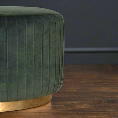 Emerald Velvet Pleated Footstool