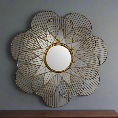 Gold Wired Flower Mirror