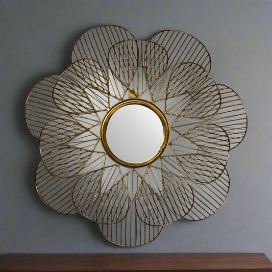 Gold Wired Flower Mirror