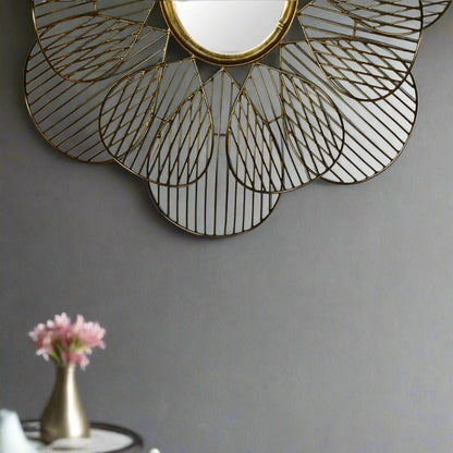 Gold Wired Flower Mirror