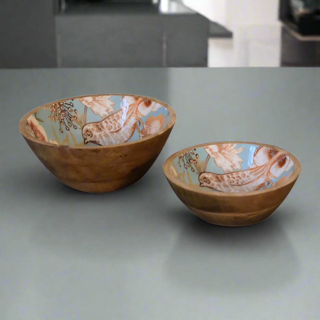 Floral Bird Bowl Set of 2