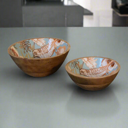 Floral Bird Bowl Set of 2