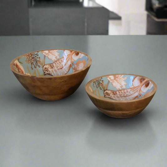 Floral Bird Bowl Set of 2