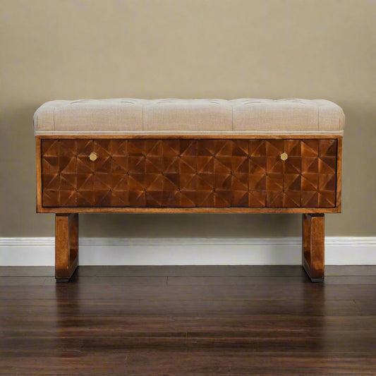 'U' Chestnut Storage Pineapple Bench