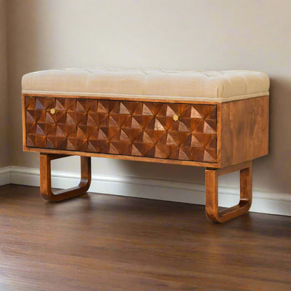 'U' Chestnut Storage Pineapple Bench