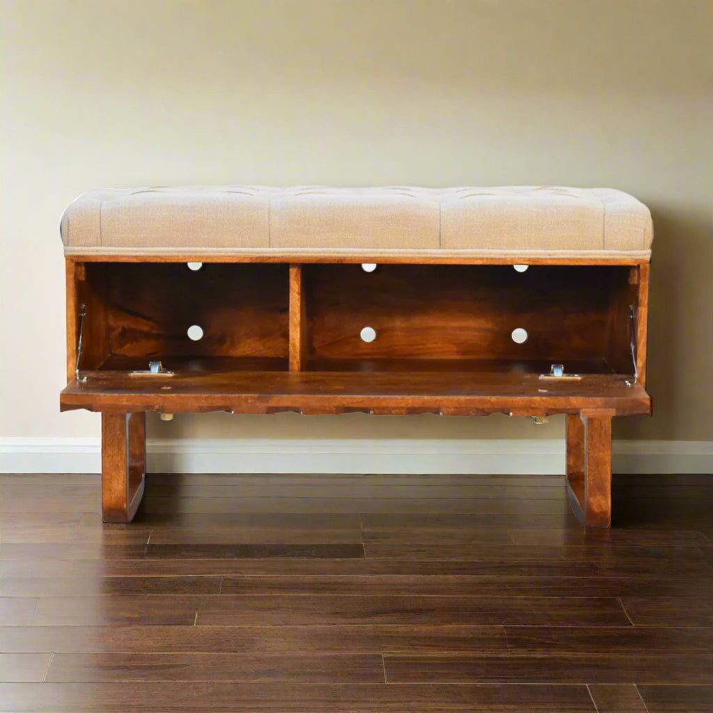 'U' Chestnut Storage Pineapple Bench