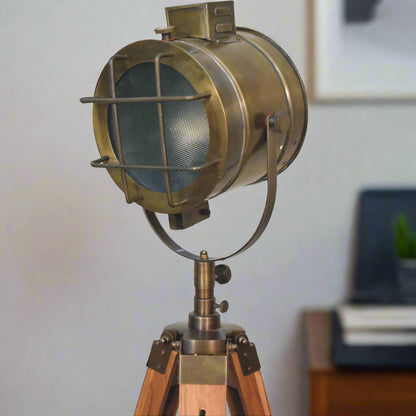 Brass Caged Spotlight Floor Lamp