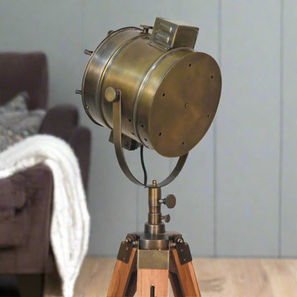 Brass Caged Spotlight Floor Lamp
