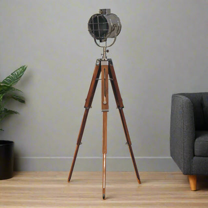 Chrome Caged Spotlight Floor Lamp