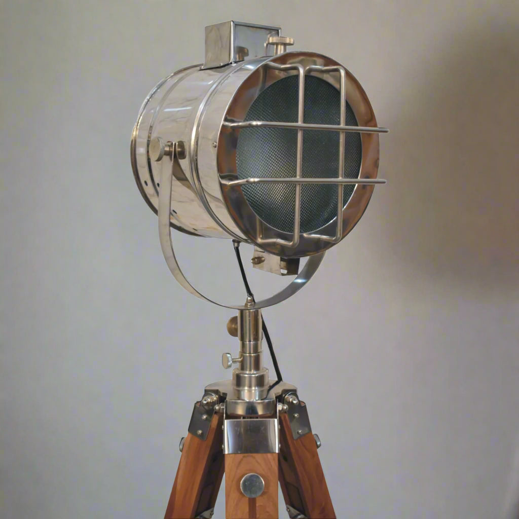 Chrome Caged Spotlight Floor Lamp