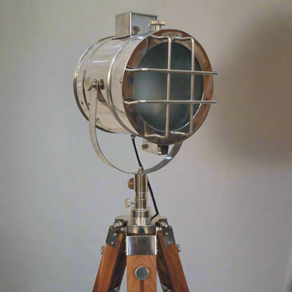 Chrome Caged Spotlight Floor Lamp