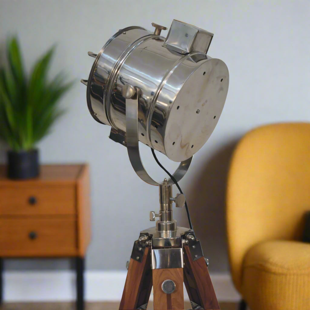 Chrome Caged Spotlight Floor Lamp