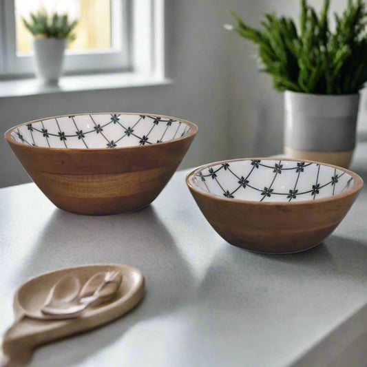 Black & White Flower Bowl Set