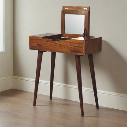 Cut-Out Natural Mini Dressing Table: Chestnut Finish