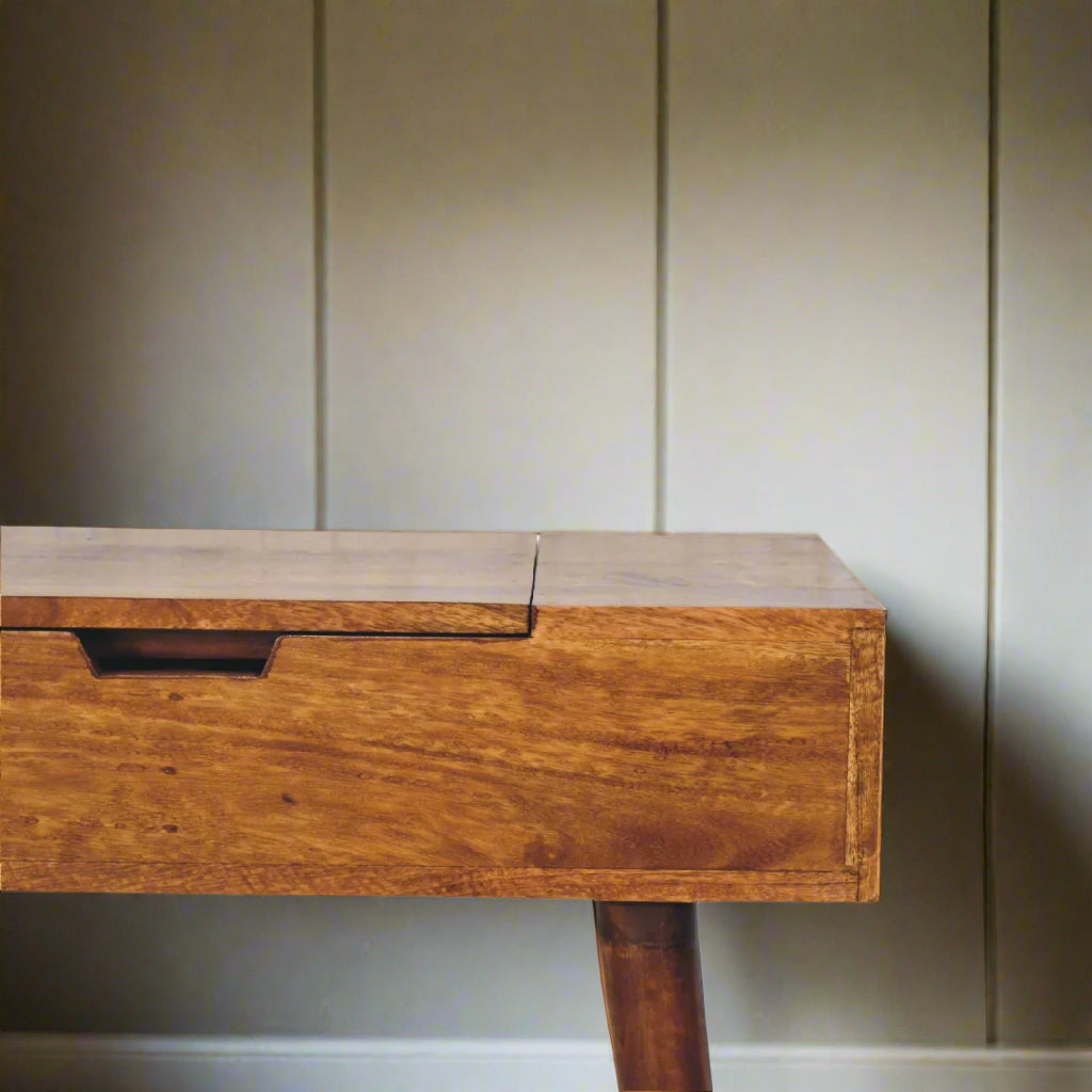 Cut-Out Natural Mini Dressing Table: Chestnut Finish