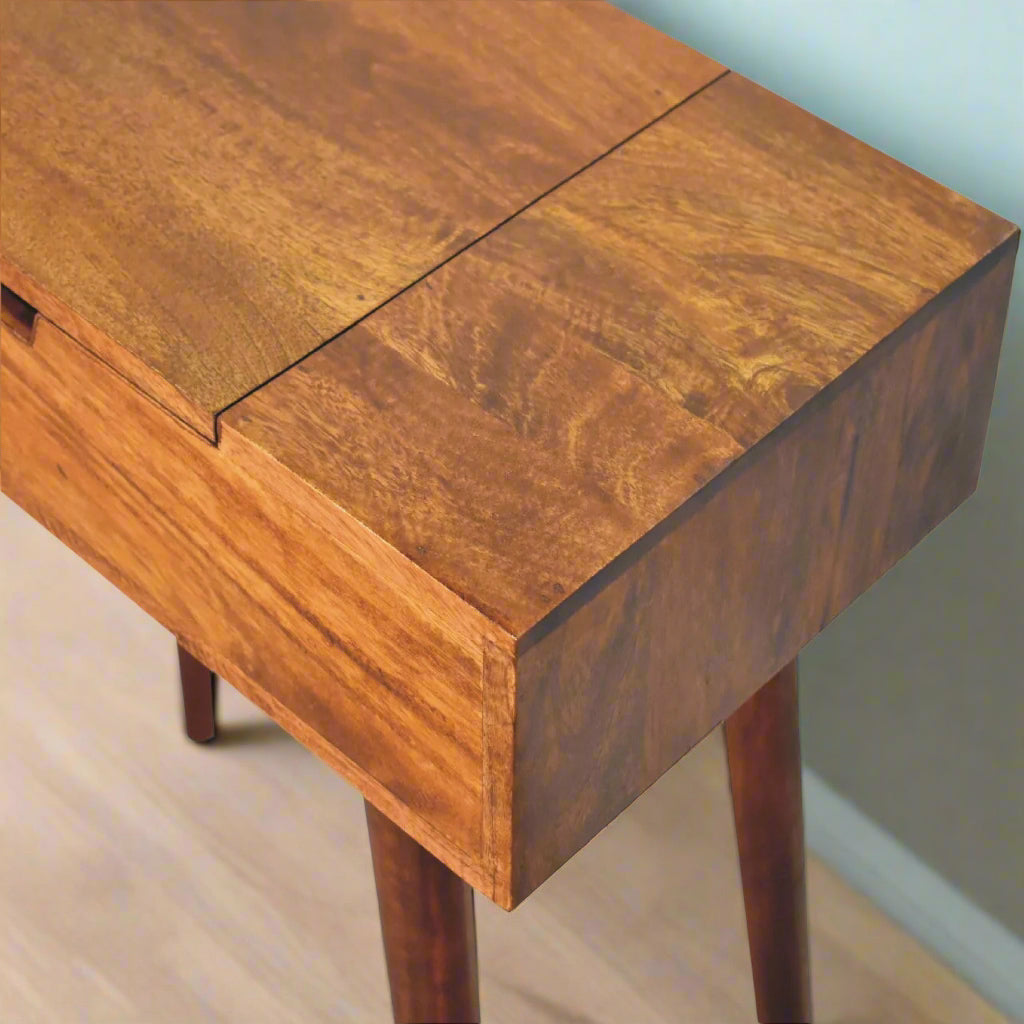 Cut-Out Natural Mini Dressing Table: Chestnut Finish