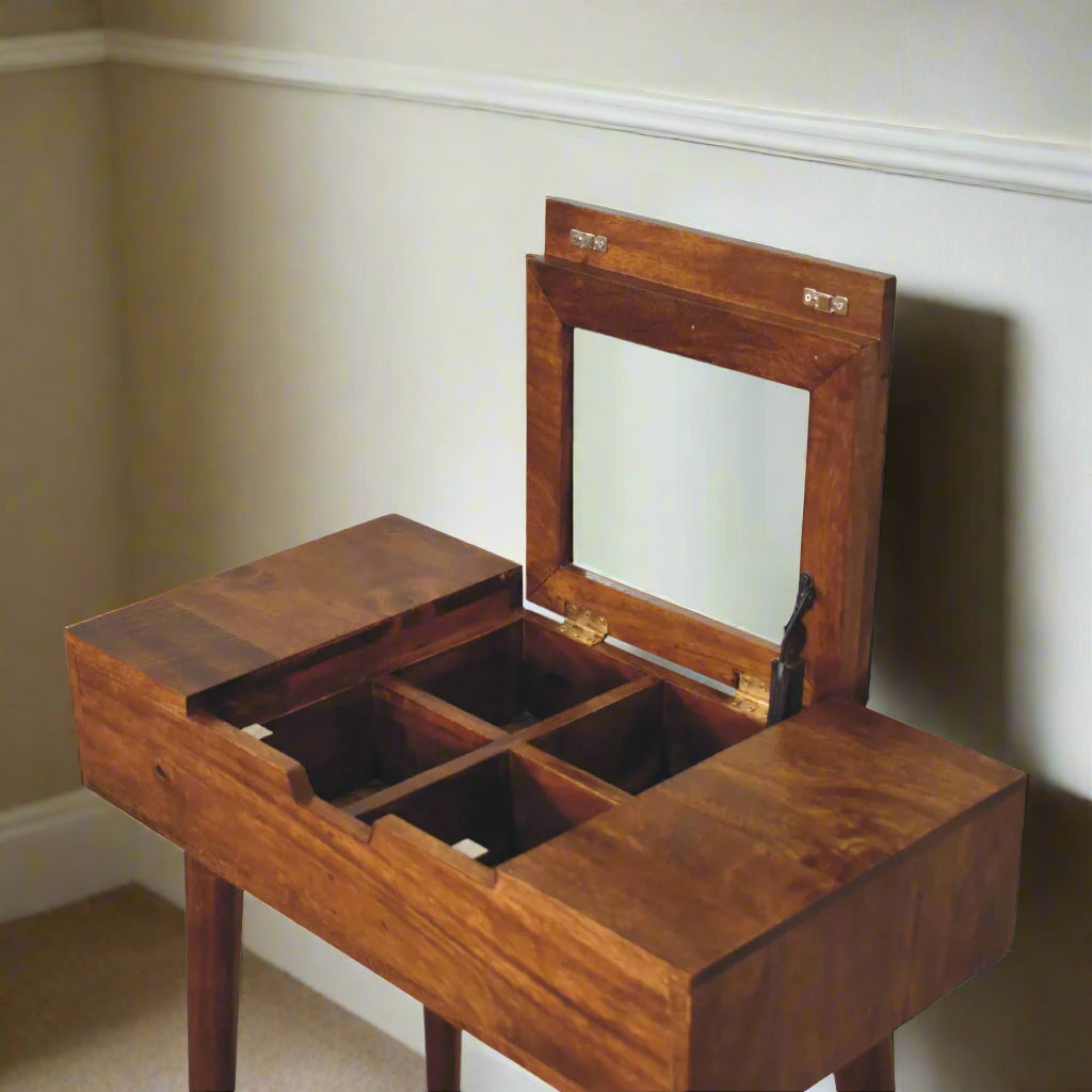 Cut-Out Natural Mini Dressing Table: Chestnut Finish