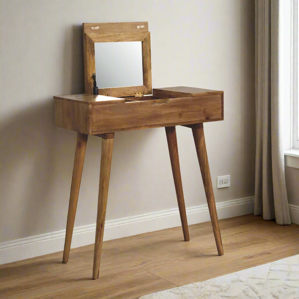 Cut-Out Natural Mini Dressing Table: Oak-ish Finish