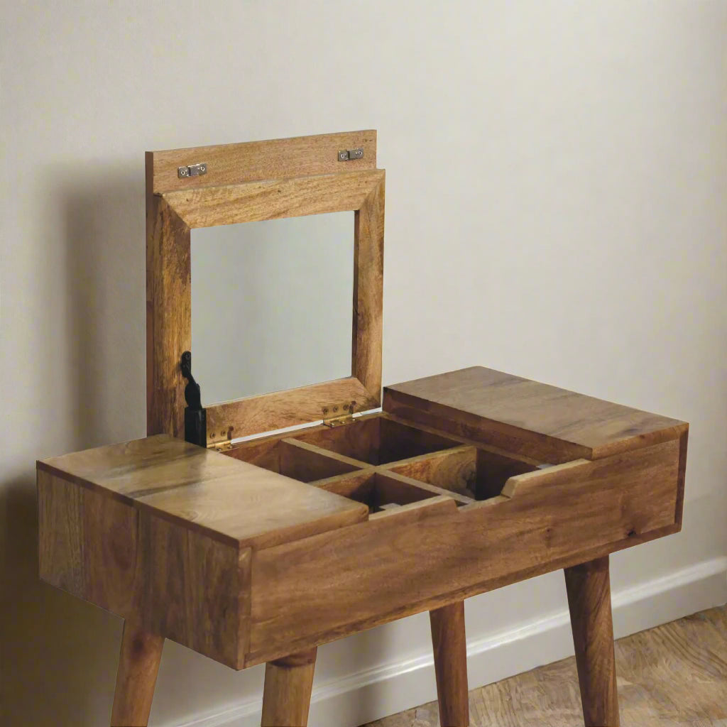 Cut-Out Natural Mini Dressing Table: Oak-ish Finish