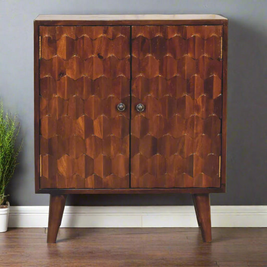 Chestnut Pineapple Carved Cabinet