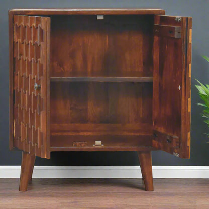 Chestnut Pineapple Carved Cabinet