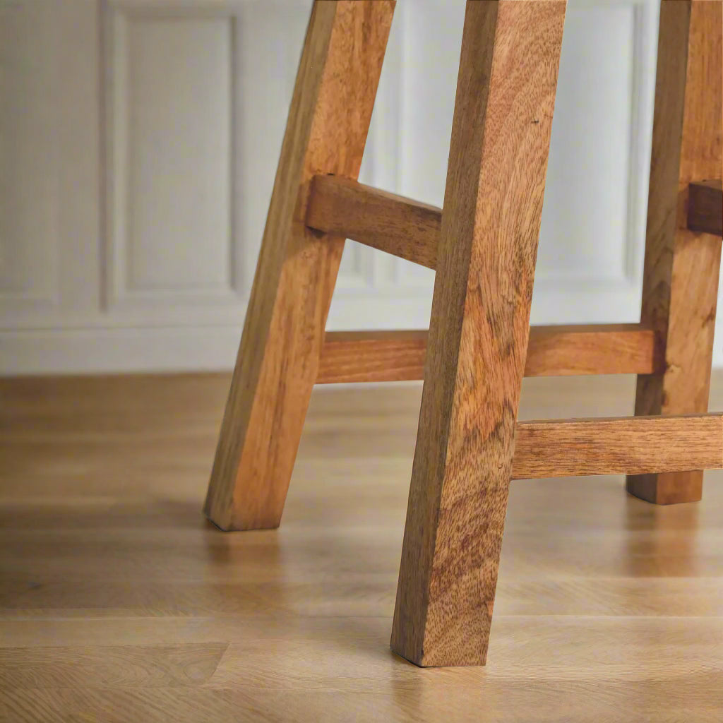 Leather Boucle Strapped Bar Stool