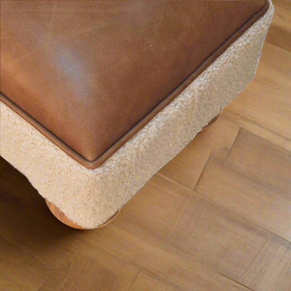 Leather Boucle Vintage Ball Footstool